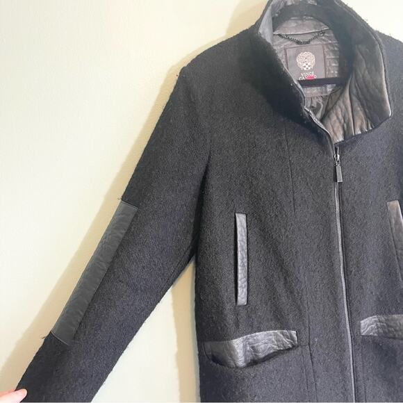 Vince Camuto Faux Leather Trim Wool Blend Boucle Coat Size XL - Picture 10 of 16